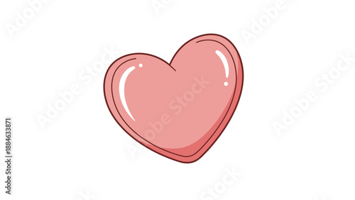Pink Heart Icon Illustration Isolated on White.
