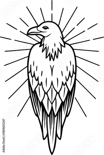 Raven Silhouette of Strength and Guidance: A majestic raven, symbolizing wisdom and prophecy, stands with an aura of radiating light, a symbol of intuition and foresight. 