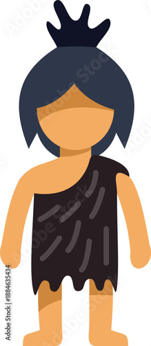 Prehistoric caveman wearing animal skin and headwear standing upright