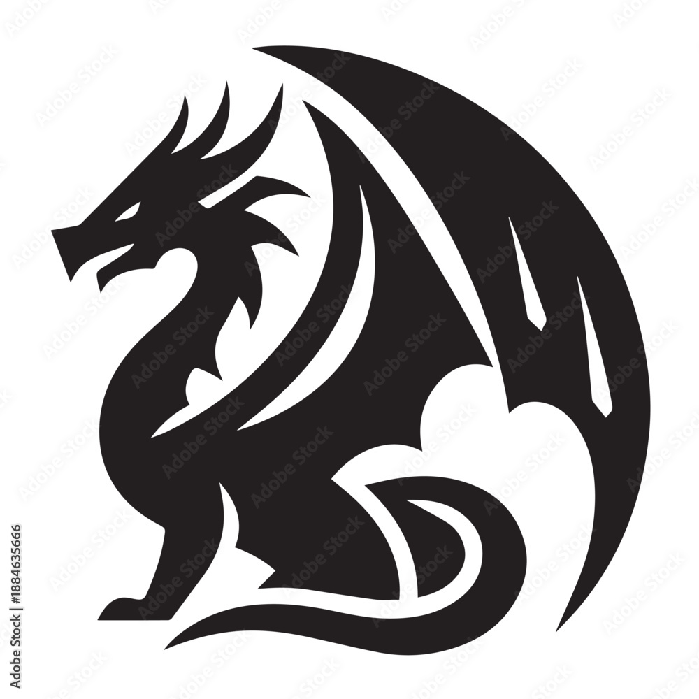 Obraz premium Dragon silhouette vector 
