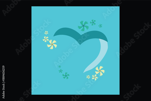 Flat-style floral hearts with bold shapes and clean color blocks.