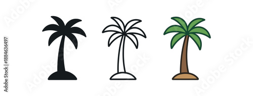 palm tree three simplified palm tree green and brown
