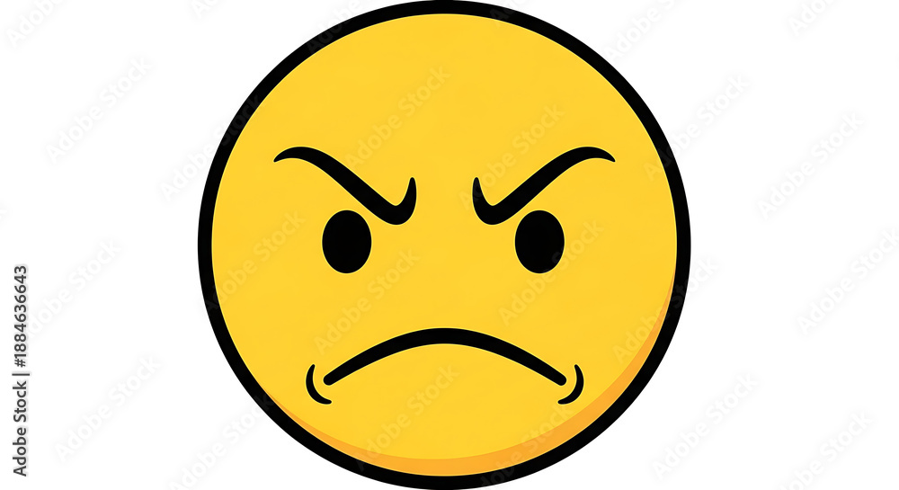 Fototapeta premium Angry yellow emoji face isolated on white background vector illustration