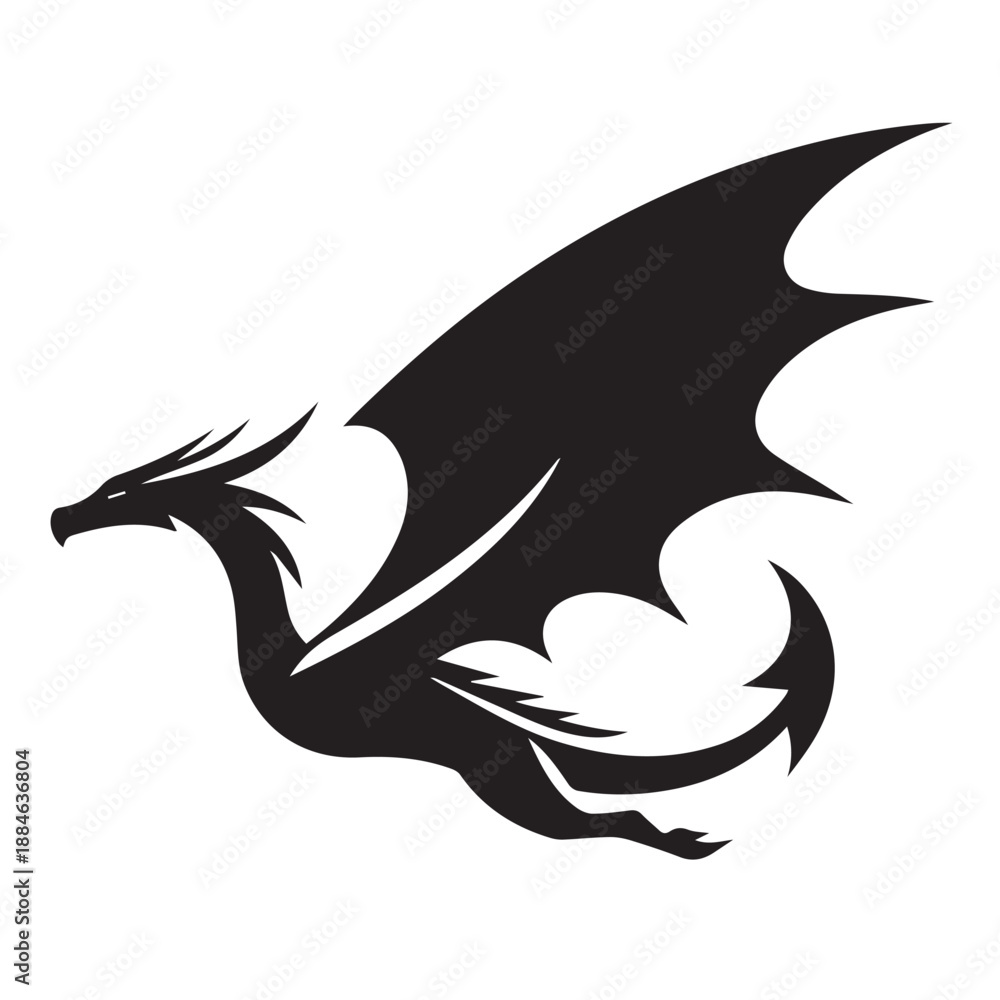 Fototapeta premium Dragon silhouette vector 