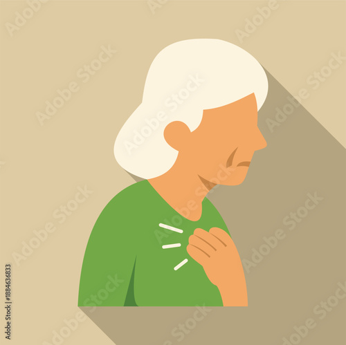 Senior woman suffering from chest pain, clutching her chest