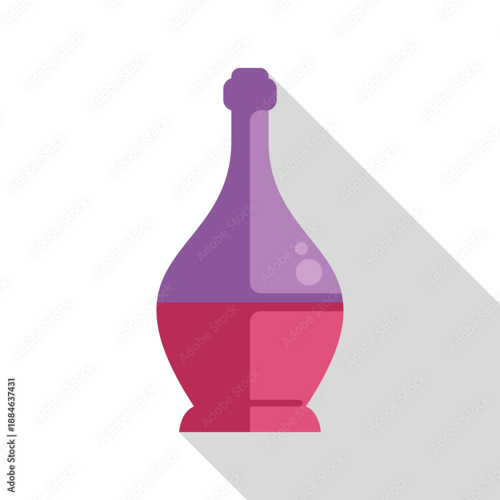 Fototapeta premium Wine bottle icon with a long shadow, perfect for representing wine culture, the beverage industry, or wine related designs