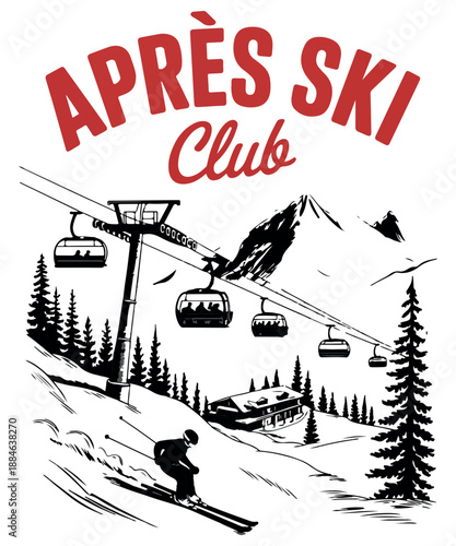 Apres ski club t shirt design 
