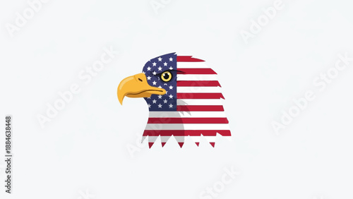 Stylized eagle head with American flag motif
