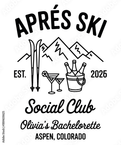 Apres ski club t shirt design EST 2026