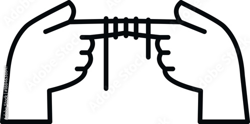 Hands forming a connection using fingers and a string line