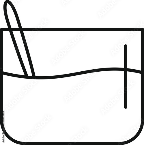 Minimalist line art depicting a drink in a glass with a stirring spoon