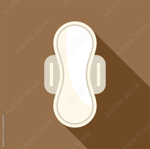 Sanitary pad icon with long shadow representing feminine period hygiene