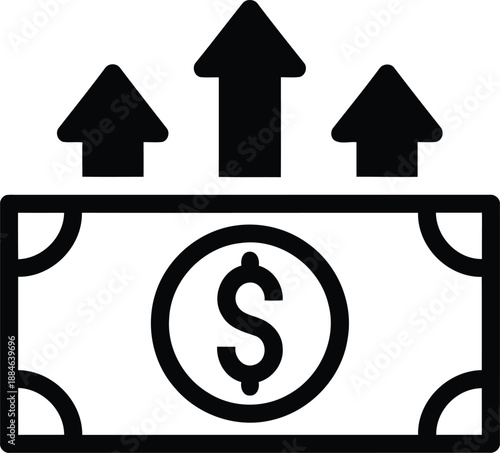 Simple icon depicting money growth and increasing financial returns for business success