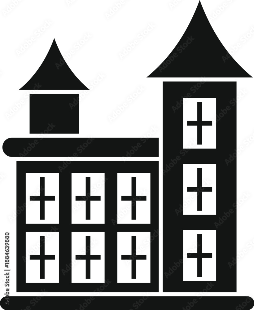 Fototapeta premium Castle icon representing historical architecture, a fortress, or an institutional building