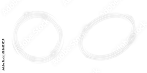 Neon glowing circular light ring overlay with dynamic energy vortex motion blur sparkle and futuristic magic glow light trails on transparent background