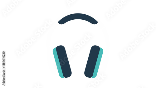 Minimalist graphic design featuring white and teal over-ear headphones centered against a vibrant magenta background illustration.