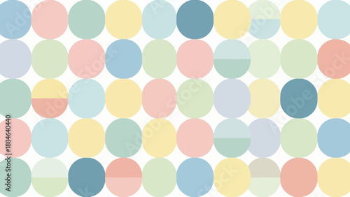Seamless repeating pattern design featuring pastel-colored circles with subtle variations and modern geometric aesthetics for decor.