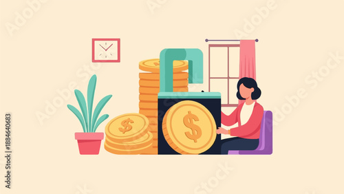 Person interacts with money stack and lock