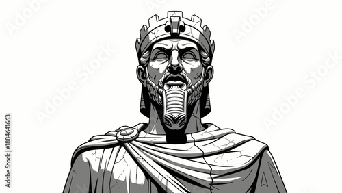 Ancient King Statue, Regal Portrait, Historical Sculpture