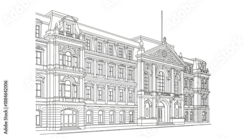 Ornate Building Facade Sketch