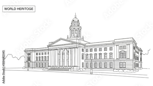 World Heritage Building Sketch - Classic Architecture Line Art