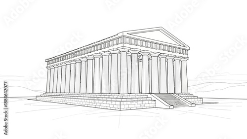 Ancient Greek Temple Outline Drawing