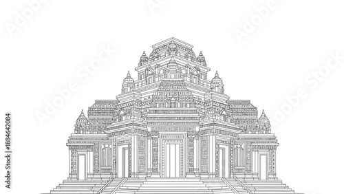 Ancient Temple Facade Sketch