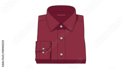Impeccably folded burgundy dress shirt with long sleeves, representing formal wear, professional attire, and classic men's fashion.
