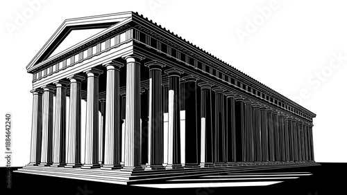 Ancient Greek Temple Facade - Classical Architecture Illustration