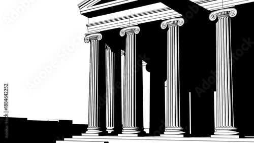 Ancient Greek Temple Facade with Columns and Pediment