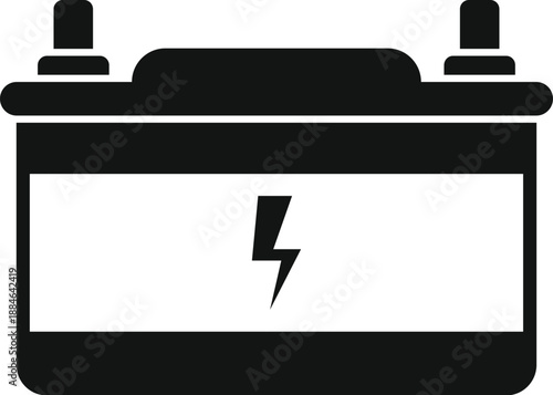 Car battery icon with lightning symbol providing automobile electrical energy