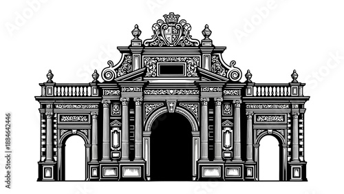Baroque Archway Facade Illustration