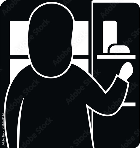 Person opening refrigerator and looking for food, depicting hunger or a midnight snack