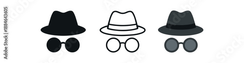 incognito three glasses and hat silhouettes dark gray