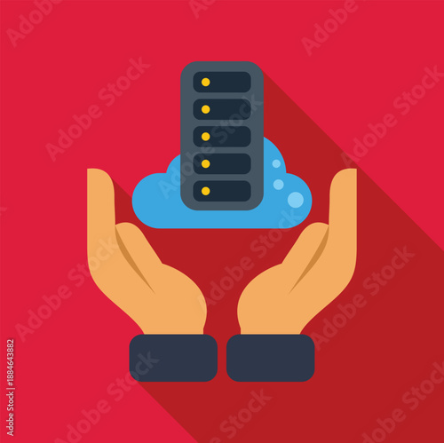 Hands holding a cloud server, representing data protection and hosting services