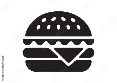 Burger Icon, Editable Solid Vector Illustration