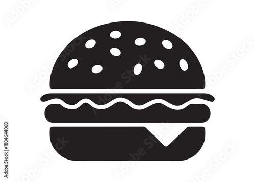 Burger Icon, Editable Solid Vector Illustration