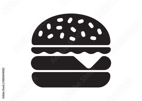 Burger Icon, Editable Solid Vector Illustration