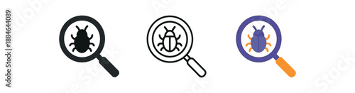 bug hunting three magnifying glass over bug purple and orange