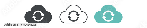 backup three cloud with double arrow cycle white and teal