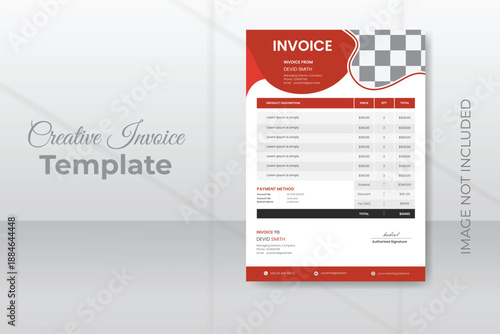 Corporate Billing Invoice Template Design in Red Theme