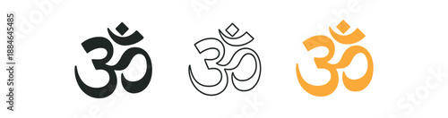 om symbol three om symbol warm saffron orange