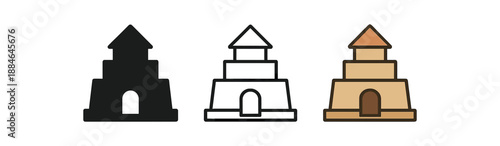 temple three stepped temple or shrine warm stone tones