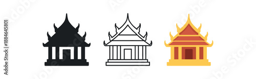 buddhist temple three layered roof temple red and gold