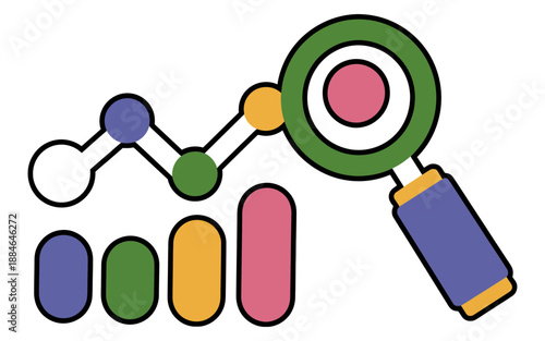 Analyzing business trends and financial data with a magnifying glass for insightful research