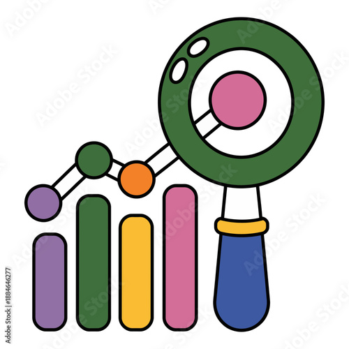 Close inspection of statistical data and business growth trends through a magnifying glass