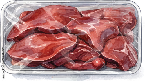 Raw Ground Beef Mince in Plastic Tray Packaging