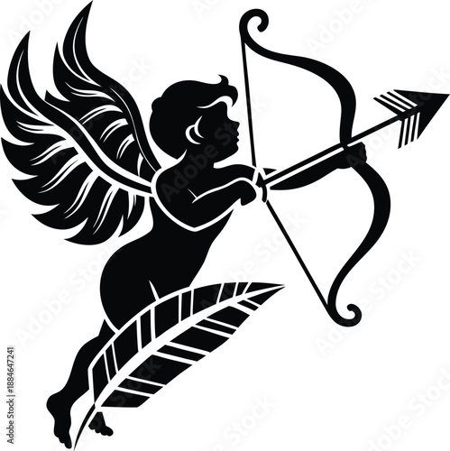 Valentine's Day cupid love arrow vector icon silhouette