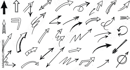 Diverse directional arrows set