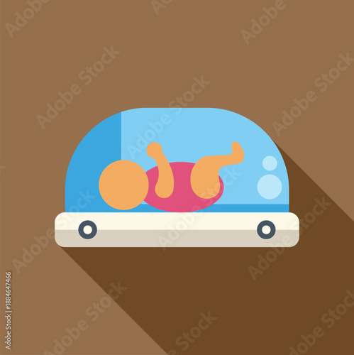 Newborn baby laying inside a medical hospital incubator receiving specialized care